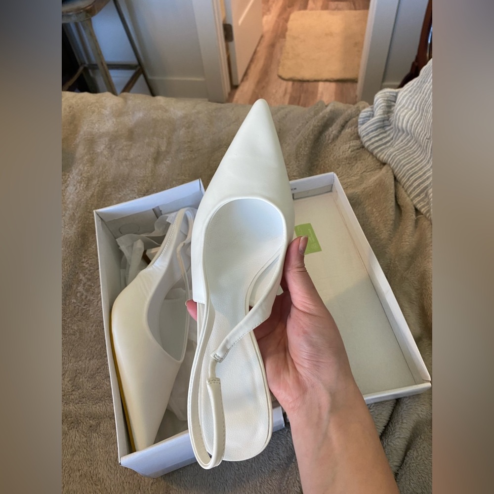 Brand new white close ties heels